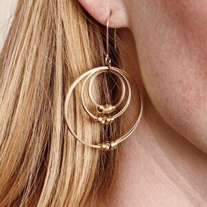 Handmade Brass Ribbon Triple Hoop Earrings